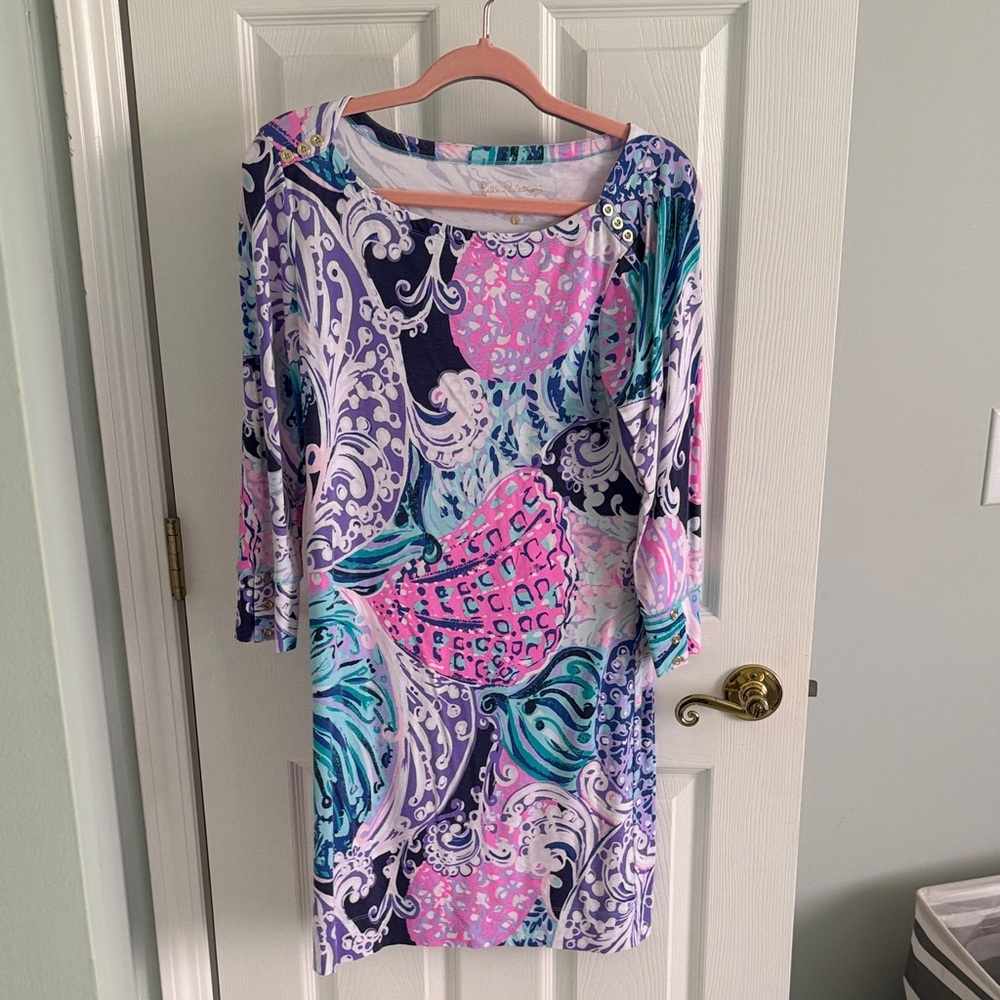 Lilly Pulitzer Pink, Blue & Purple Printed Midi Dress